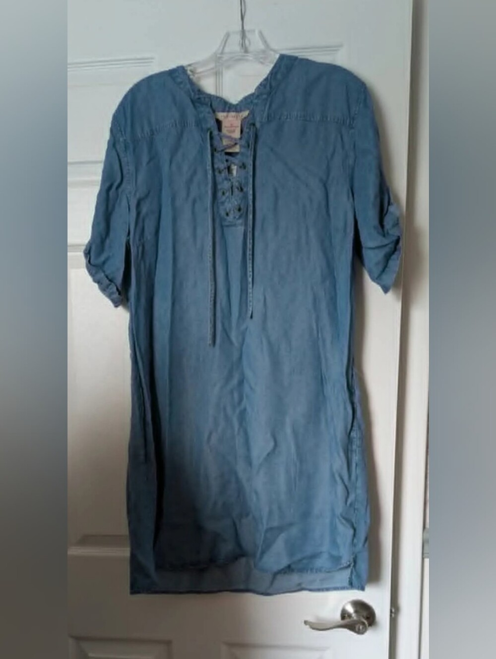 Philosophy Tencel Chambray Lace Up Shift Dress XL NWT